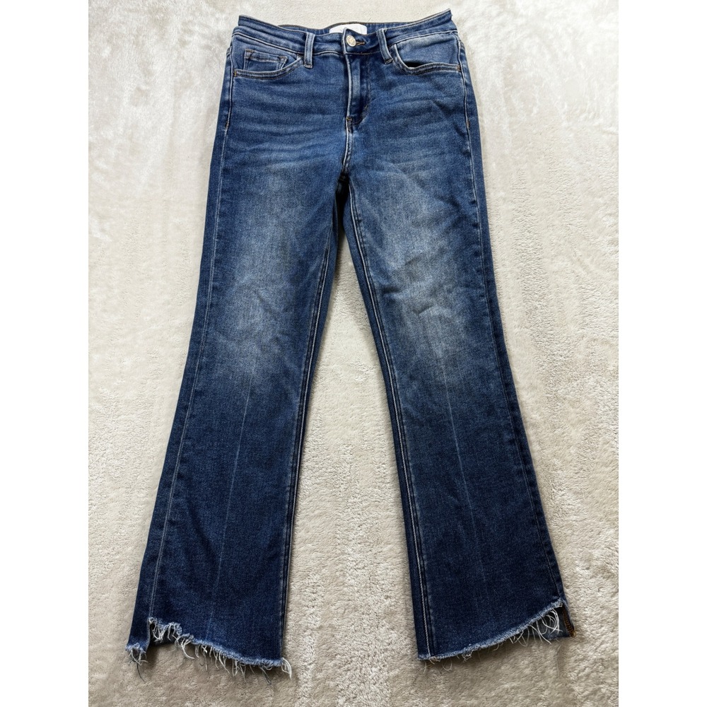 Vervet Womens T5910 Raw Hem Crop Flare Blue Jeans 27 Meas: 26x25.5